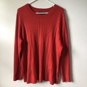 Lane Bryant Cable Knit Sweater 18/20 Red Long Sleeve Classic Holiday Round Neck